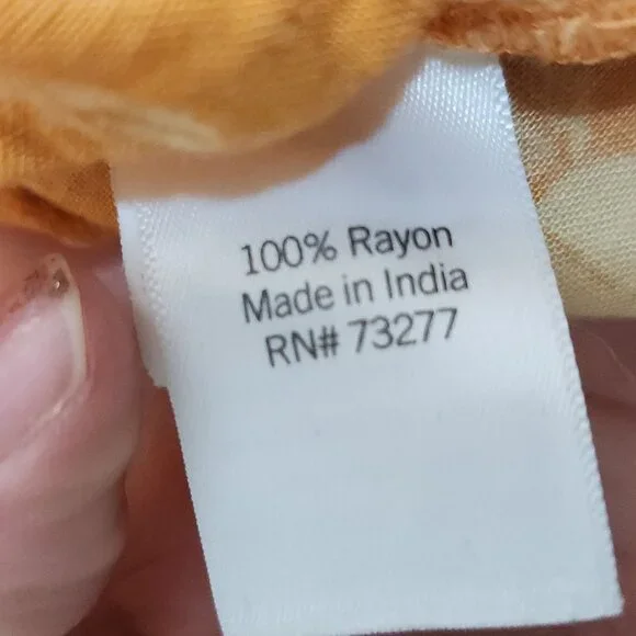 Sonoma Tropical Floral Button Front Blouse Orange Cream Plus Size 3X Rayon - Picture 11 of 12